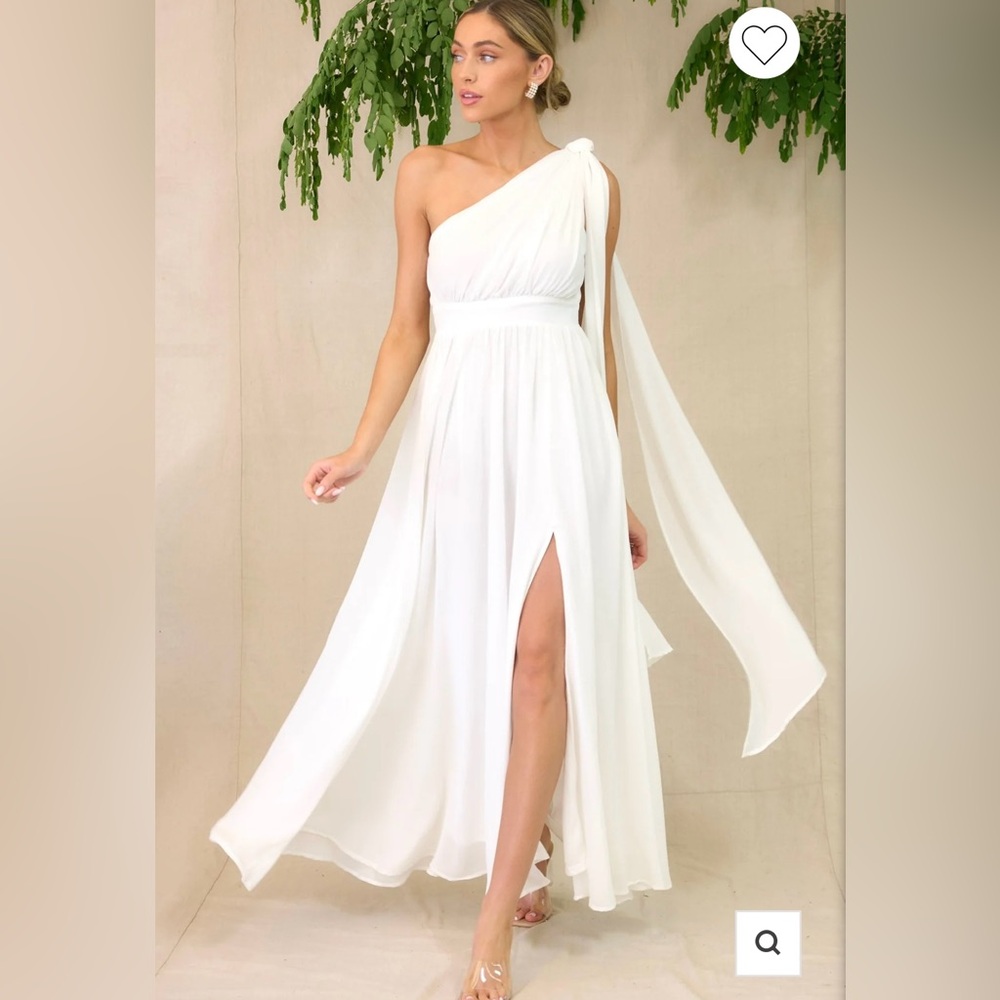 NWT White One-Shoulder Maxi Dress by Aura, Size Large